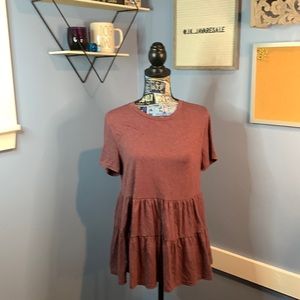 SHEIN Knit Top. Layered Bottom. Raspberry In Color. Medium. Great Condition